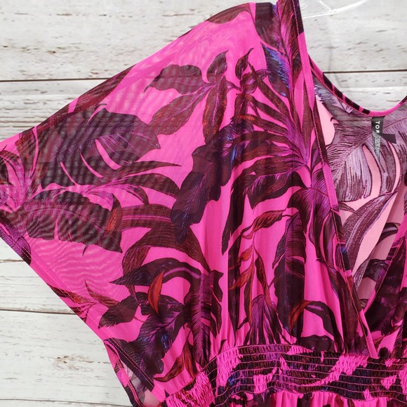 Torrid Women's Pink Mesh Smock Waist Cover Up Dress Size 4 - Picture 6 of 15